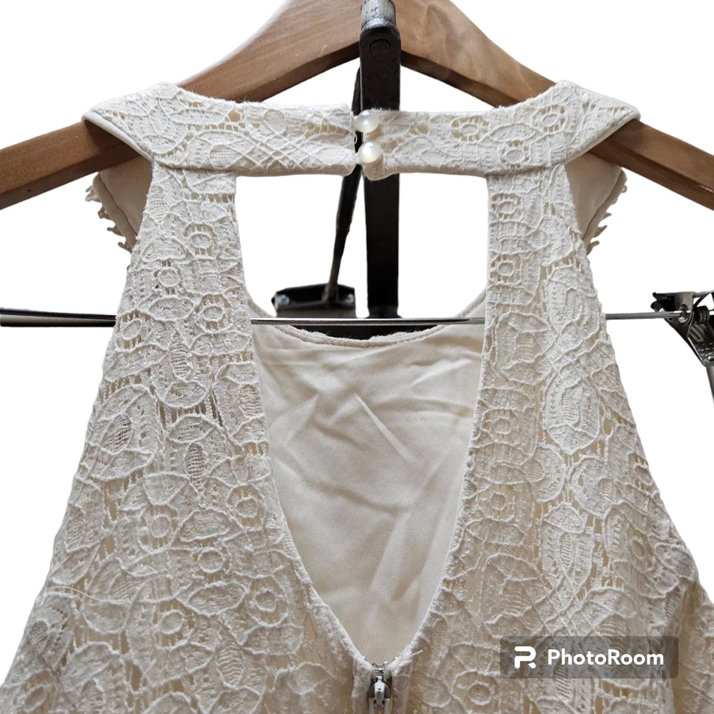 CITY TRIANGLES Halter Crochet Lace Skater Dress Keyhole Summer Boho Size 13
